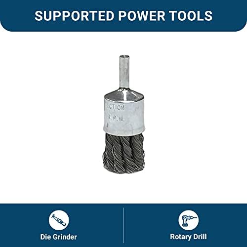 Benchmark Abrasives 1 Inch Knot Wire Brush for Drill & Die Grinder, Paint Removal, Cleaning, Deburring - 1/4" Shank, Drill Grinder Attachment (5 Pack) - Carbon Steel
