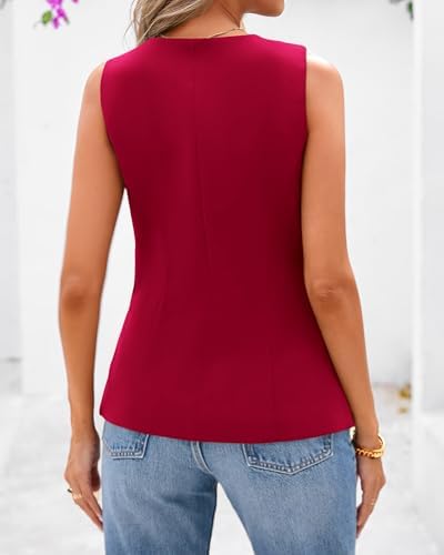BTFBM Suit Vest Tops For Women Sleeveless Blazer Work Wear