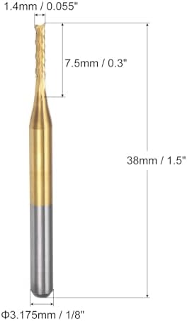 uxcell 10Pcs 1.4mm Titanium Coat Carbide End Mill Engraving Milling Cutter CNC Router Bits for PCB Machine, 1/8" Shank