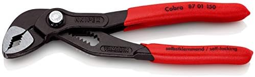 KNIPEX Tools Cobra Water Pump Pliers (8701150), 6-Inch,Red and KNIPEX Tools 86 03 125, 5-Inch Mini Pliers Wrench Bundle