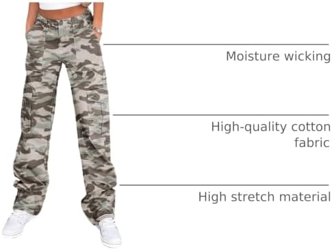 Lepunuo Cargo Pants for Women High Waisted Casual Pants Baggy Stretchy Wide Leg Y2K Streetwear with 6 Pockets