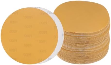 50pcs No Hole Sanding Discs- [ 8 Inch 800 Grit ] Round Hook and Loop Grip Sanding Pads Sheet Sandpaper for Automotive Woodworking Metal Polishing Use| Gold, Aluminum Oxide