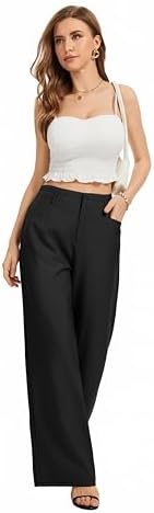 FUNYYZO Wide Leg Dress Pants for Women Work Slacks Business Casual Outfits