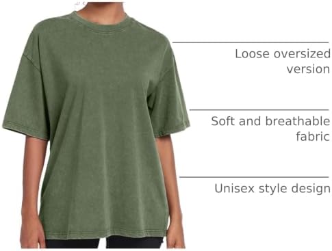 Womens Vintage Oversized T Shirts Acid Washed Baggy Cotton Tee Workout Gym Shirts Boyfriend Short Sleeve Tops