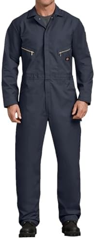 Dickies Men’s Deluxe Long Sleeve Coveralls – 7.5 oz Twill Mechanic Jumpsuit with Zipper Front Industrial Uniform Fit