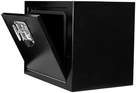 Underbody Truck Box Steel Storage Tool Box,18 x 12 x 14 Tool Chest Organizer w/Lock and Keys For Pickup,Truck Bed, RV, Trailer,Heavy Duty Waterproof Black box