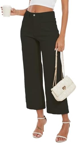 Wide Leg Jeans for Women Trendy High Waisted Flare Jeans Cropped Pants Stretchy Baggy