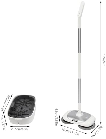 Cordless Electric Mop with Cleaning Bucket for Clean Kitchen, Bedroom and Bathroom, Cordless Mop with 400ml/0.11Gal Water Tank + 4 Mopping Cloths + Lithium Batteries