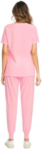 COZYFIT Scrubs for Women Set - Stretch V-Neck & Jogger Pant with 9 Pockets