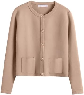 ANRABESS Women's Button Down Cropped Striped Cardigan Sweaters