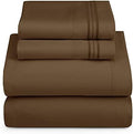 Hearth & Harbor Full Size Sheets - 4 Piece Bed Sheet Set, Hotel Luxury Double Brushed Bed Sheets - Extra Soft Bedding Sheets & Pillowcases, Full, Brown
