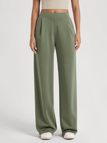ODODOS Modal Soft Wide Leg Pants for Women High Waist Casual Relaxed Pants with Pockets-27/29"/ 31" Inseam