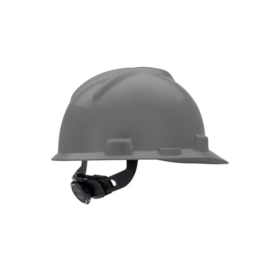 MSA 475364 V-Gard Cap Style Safety Hard Hat With Fas-Trac III Ratchet Suspension | Polyethylene Shell, Superior Impact Protection, Self Adjusting Crown Straps - Standard Size in Navy Gray