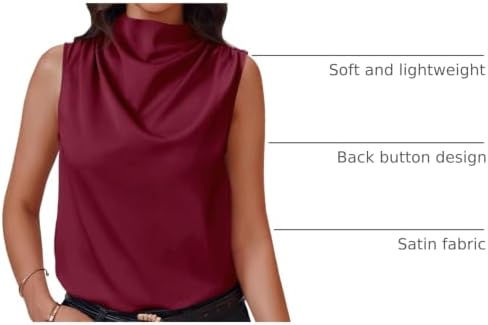 Cicy Bell Womens Mock Neck Satin Tank Tops Silky Business Casual Outfits