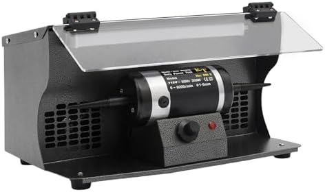 Polishing Machine, 200W Dual-Switch Control Polishing Grinder with Dust Collector and Two Mounting Shafts, Variable Speed Bench Electric Polishing Machine For Jewelry, Hardware and Small Workpieces