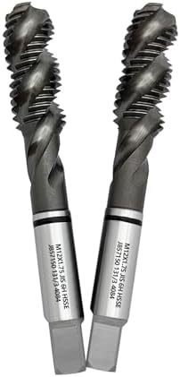 Tools M12 x 1.75 AlTiN Coating Spiral Flute Thread Tap, Metric Machine Threading Tap High Speed Steel Cobalt(HSSCo), Round Shank with Square End, H2 Tolerance, 2pcs