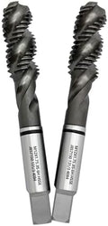 Tools M12 x 1.75 AlTiN Coating Spiral Flute Thread Tap, Metric Machine Threading Tap High Speed Steel Cobalt(HSSCo), Round Shank with Square End, H2 Tolerance, 2pcs