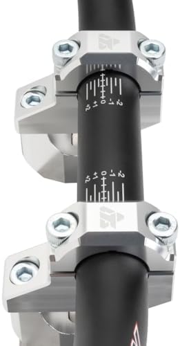 Tusk 1-1/4” Rise Offset Bar Risers Universal Handlebar Clamps With 1-1/8" or 7/8" Bar mount Billet Aluminum (Silver)