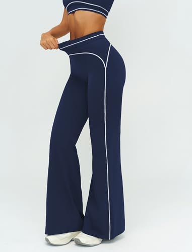 ABOCIW Two Piece Workout Sets for Women Racerback Tank Top Matching High Waist Wide Leg Yoga Pants Pilates Outfits