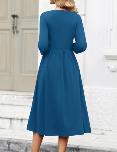 Zeagoo 3/4 Sleeve Women's Dress Casual Aline Summer Fall Midi Long Dresses