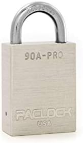 PACLOCK's 90A-PRO Padlock, 1/4" Diameter Hard. Steel Shackle, 3/4" Tall, High Performance 7-Pin Cylinder w/ 1 Key, Keyed Alike, Silver