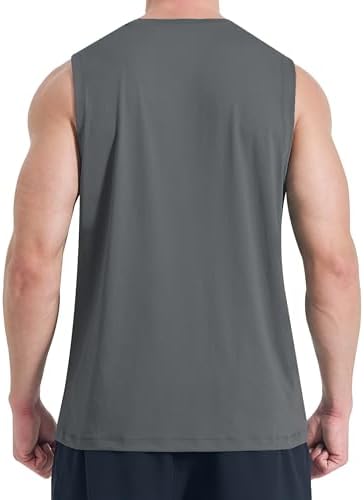 KPSUN Men's Quick Dry Workout Tank Top Summer Beach Shirt | UPF 50+ Sleeveless Gym Muscle Shirt with Hidden Pocket for Keys. Ideal for Gym Training, Outdoor Running, And Beach Workouts