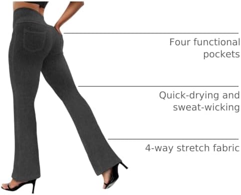 VOOVEEYA Women's Bootcut Leggings - Bootleg Yoga Pants Flare with 4 Pockets