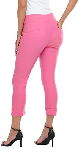 HDE Pull On Capri Pant for Women w/Pockets Elastic Waist Cropped Work Pant