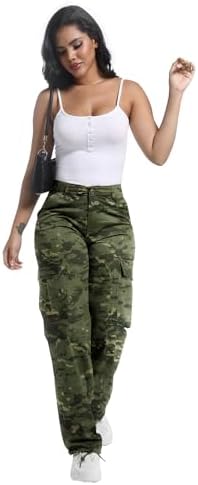 Soulsfeng Women's Baggy Cargo Pants Relaxed Fit Casual Cotton Hiking Pants with 6 Pockets