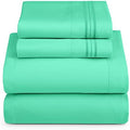 Hearth & Harbor Twin Size Sheets - 3 Piece Bed Sheet Set, Hotel Luxury Double Brushed Bed Sheets - Extra Soft Bedding Sheets & Pillowcases, Twin, Mint Green