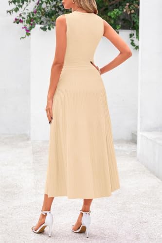 PRETTYGARDEN Women's Summer Pleated Midi Work Dress
