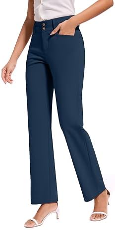 KICZOY Women Dress Pants Stretch Business Straight Leg with Pockets Wear to Work Casual 2026 Suitpants