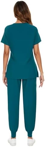 COZYFIT Scrubs for Women Set - Stretch V-Neck & Jogger Pant with 9 Pockets