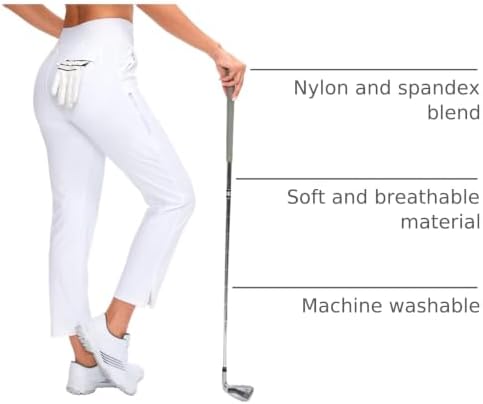 YYV Women's Golf Pants High Waist Stretch Ankle Pants with Pockets