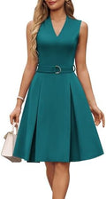 GRACE KARIN Women's Fit and Flare Work Business Dress with Belt