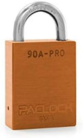 PACLOCK's 90A-PRO Padlock, 1/4" Diameter Hard. Steel Shackle, 3/4" Tall, High Performance 7-Pin Cylinder w/ 1 Key, Keyed Differently, Orange