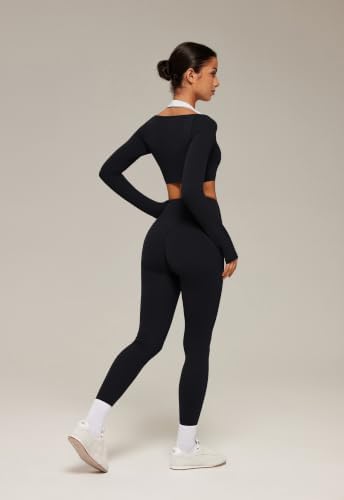 SUUKSESS Women 2 Piece Workout Sets Double Layer Padded Pilates Outfits