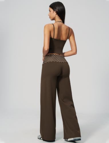 QBGJTD Womens Workout Sets Two Piece Striped Tank Top Wide Leg Yoga Pants Yoga Pilates Outfits
