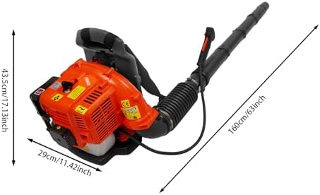 65CC Gas Backpack Leaf Blower, 2-Cycle 424CFM Gas Powered Engine, Commercial-Grade Gas Blower with Air-Cooled Backpack Blower for Landscaping, Snow Removal