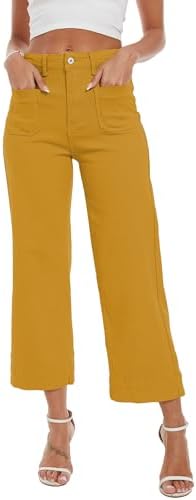 Wide Leg Jeans for Women Trendy High Waisted Flare Jeans Cropped Pants Stretchy Baggy