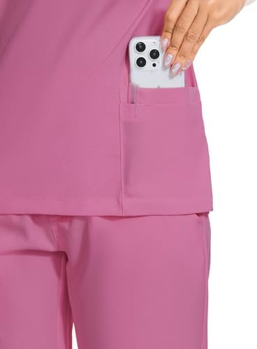 COZYFIT Scrubs for Women Set - Stretch V-Neck & Jogger Pant with 9 Pockets