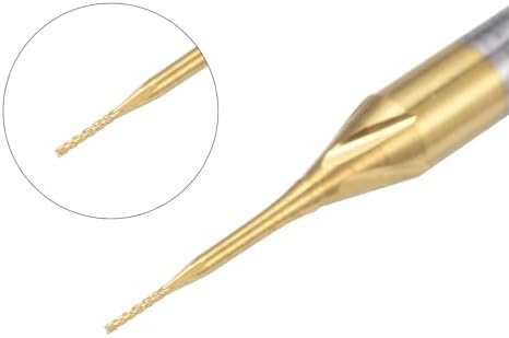 uxcell 10Pcs 0.3mm Titanium Coat Carbide End Mill Engraving Milling Cutter CNC Router Bits for PCB Machine, 1/8" Shank