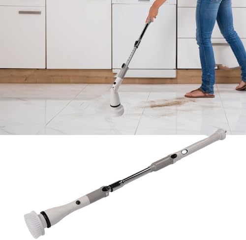 100-240V US Plug Electric Spin Scrubber with Metal Gear 320 RPM Motor - IPX9 Cordless Floor Cleaning Brush with 4000 mAh Battery, 120 Minute Runtime, 62 to 124 cm Extendable