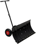 30 inch Snow Pusher with Wheels, Metal Snow Shovel for Driveway