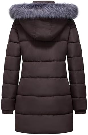 GGleaf Women's Winter Puffer Coat with Removable Fur Hood Warm Snow Jacket