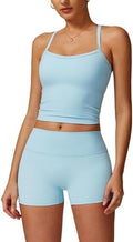 QBGJTD Two Piece Workout Sets For Women Tank Top Matching High Waist Booty Lifting Shorts Gym Yoga Active Wear Outfits