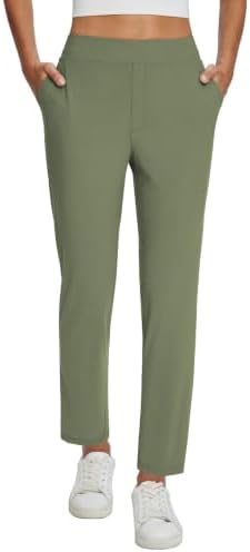 baleaf Womens Business Casual Pants Stretch Travel Pants On Airport with Zipper Pockets Dressy Slacks Golf Work Pull on