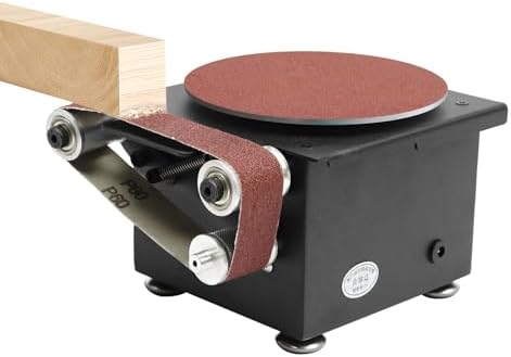 Mini Disc Sander 6-Inch, 1.2"x15" Belt Bench Grinder, 7 Speed Electric Sander Table Small Spindle Sander Machine, Mini Belt Disc Sander for Metal, Wood, Steel, Iron, Plastic, 100W