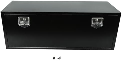 48 Inch Underbody Truck Box Steel Storage Tool Box,48 x 18 x 18 Tool Chest Organizer w/Lock and Keys For Pickup,Truck Bed, RV, Trailer,Heavy Duty Waterproof Black box