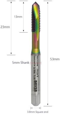 Tools M4 x 0.7 Spiral Point Threading Tap, Metric Machine Threading Tap High Speed Steel Cobalt(HSSCo) with DLC Coating, Round Shank with Square End， H2 Tolerance, 2pcs